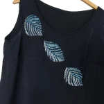 Black Tank-top with Leaf Rhinestones Detailing - Image 3