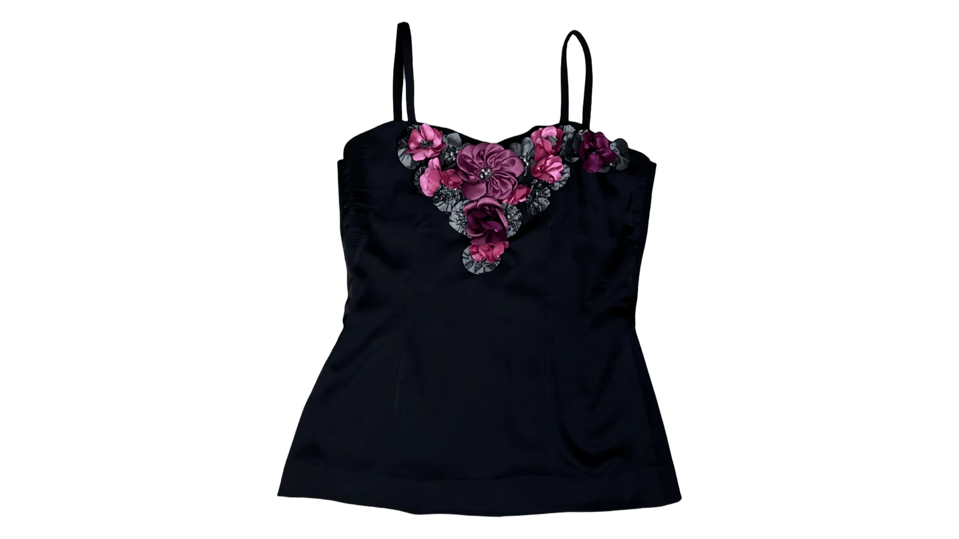 FNK599 Floral Applique Handmade Cami Top - Image 1