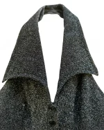 Glittery Open Back Button-Up Halter Top - Image 4