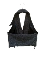 Glittery Open Back Button-Up Halter Top - Image 5