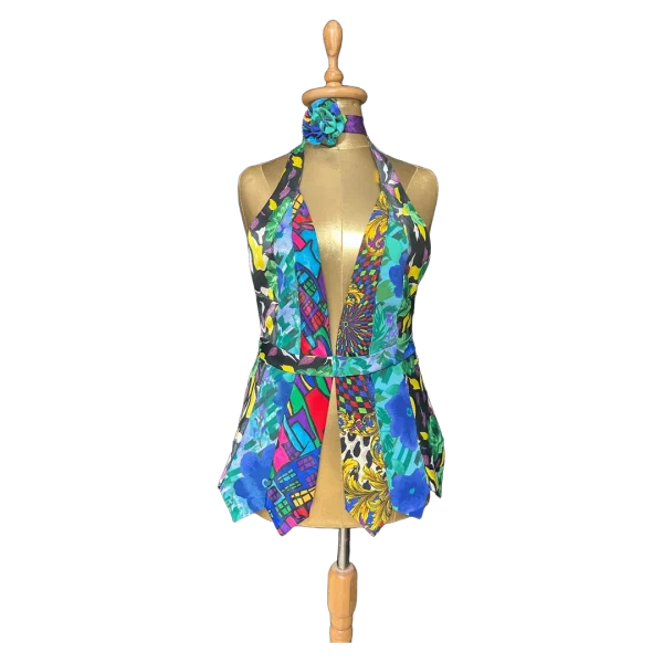 Handmade Upcycled Tie Halter Vest Top & Choker