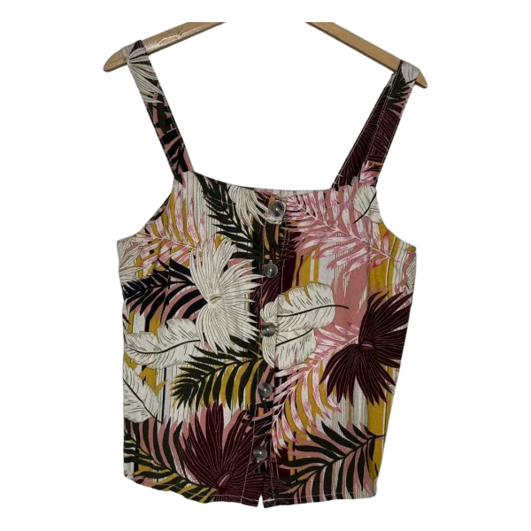 Papaya Foliage Patterned Cropped Top