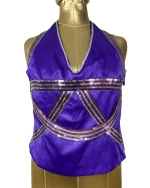 Günbeyi Purple Sequin Halter Corset Top - Image 2