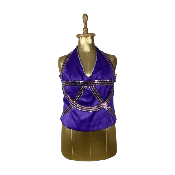 Günbeyi Purple Sequin Halter Corset Top