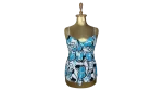 Y2K Blue Tropical Floral Padded Cami Top w/ Back Tie
