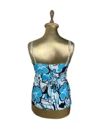Y2K Blue Tropical Floral Padded Cami Top w/ Back Tie - Image 4