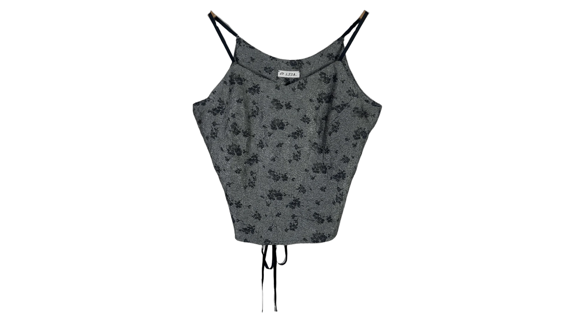 FNK613 Y2K Silver Et Liza Lace-Up Back Cami Top - Image 1