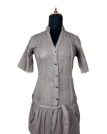 90s Geometric Print Dress with Tie Waist & Pockets - Image 3