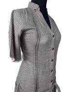 90s Geometric Print Dress with Tie Waist & Pockets - Image 5