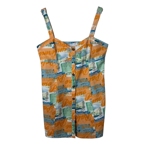 Asos Design Twill Postcard Print Mini Dress - UK 12/