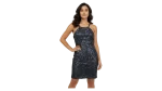 Black Sequin Swirl Bodycon Halter Neck Dress