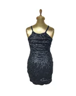 Black Sequin Swirl Bodycon Halter Neck Dress - Image 3