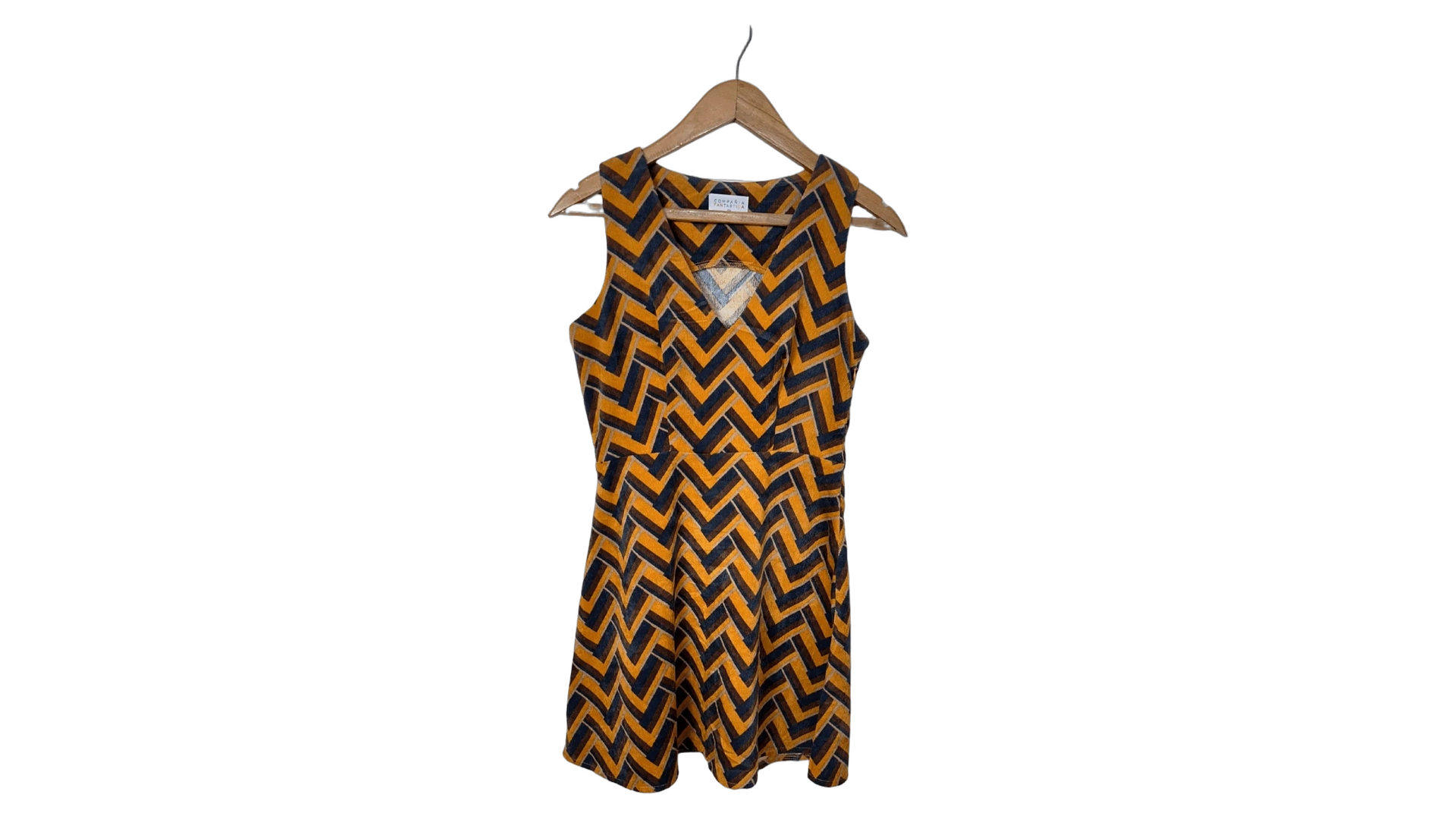 FNK667 Compañía Fantástica Geometric Print Corduroy Dress - Image 1