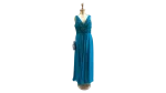 Crystal Breeze Teal Ruched V-Neck Maxi Dress