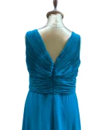 Crystal Breeze Teal Ruched V-Neck Maxi Dress - Image 4