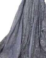 Lavender Embellished Mesh Gown with 3D Floral Appliqué & Flowing Train - Image 15