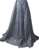 Lavender Embellished Mesh Gown with 3D Floral Appliqué & Flowing Train - Image 16