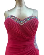 Lipsy Strapless Red Beaded Dress - Image 12