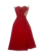 Lipsy Strapless Red Beaded Dress - Image 2