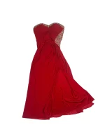 Lipsy Strapless Red Beaded Dress - Image 3