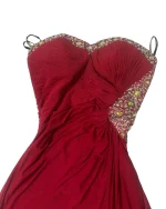 Lipsy Strapless Red Beaded Dress - Image 4