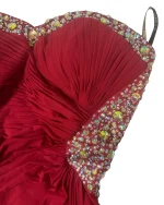 Lipsy Strapless Red Beaded Dress - Image 5