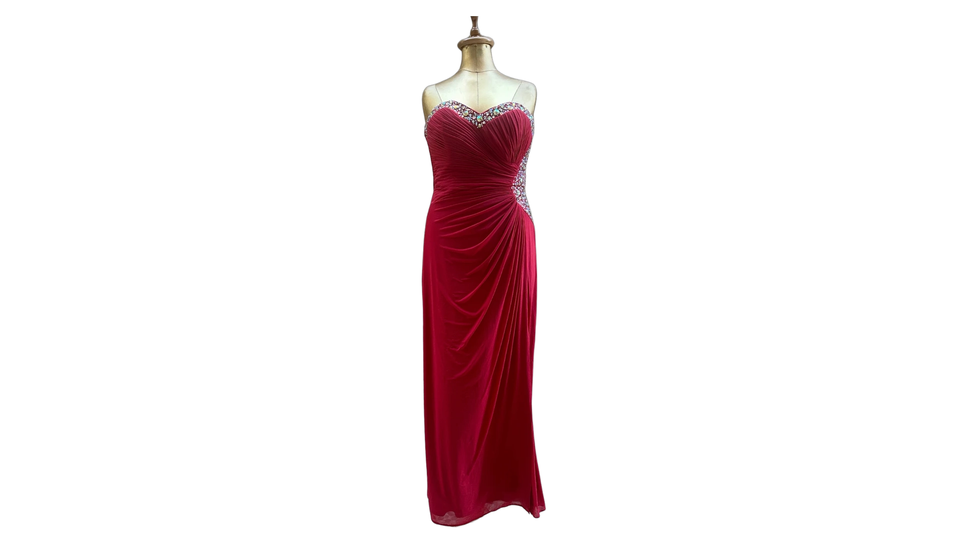 FNK673 Lipsy Strapless Red Beaded Dress - Image 1