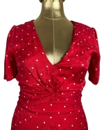 Maje Red Polka Dot Twist-Front Dress - Image 2