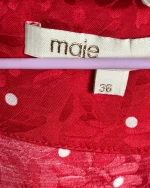 Maje Red Polka Dot Twist-Front Dress - Image 5