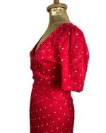 Maje Red Polka Dot Twist-Front Dress - Image 6