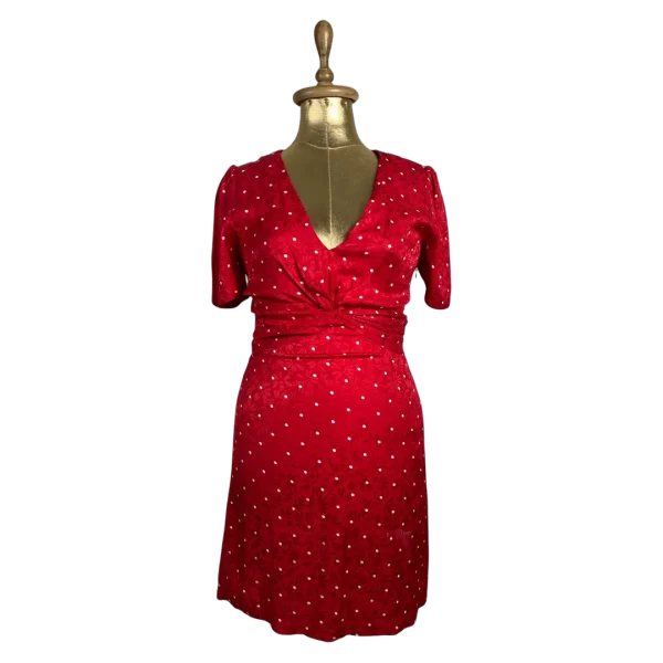 Maje Red Polka Dot Twist-Front Dress