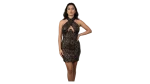 Multicolor Sequin Keyhole Front Halter Dress