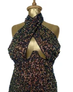 Multicolor Sequin Keyhole Front Halter Dress - Image 3