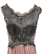 Pink Evening Gown with Sheer Beaded Bodice & Back - Image 14