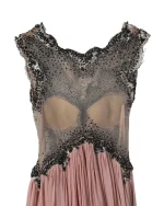 Pink Evening Gown with Sheer Beaded Bodice & Back - Image 15