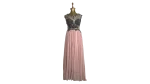 Pink Evening Gown with Sheer Beaded Bodice & Back