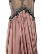 Pink Evening Gown with Sheer Beaded Bodice & Back - Image 16