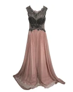 Pink Evening Gown with Sheer Beaded Bodice & Back - Image 2