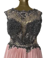 Pink Evening Gown with Sheer Beaded Bodice & Back - Image 4
