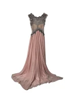 Pink Evening Gown with Sheer Beaded Bodice & Back - Image 7