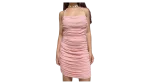 Pink Open-back Ruched Dress
