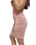 Pink Open-back Ruched Dress - Image 4