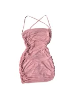 Pink Open-back Ruched Dress - Image 6