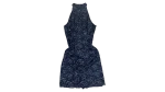 Precis Petite Navy Lace & Sequin High-Neck Keyhole Cocktail Dress