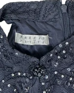 Precis Petite Navy Lace & Sequin High-Neck Keyhole Cocktail Dress - Image 8