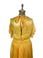 Self-Portrait Mustard Cold-Shoulder Chiffon Pleated Dress - Image 10