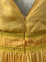 Self-Portrait Mustard Cold-Shoulder Chiffon Pleated Dress - Image 14