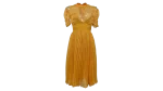 Self-Portrait Mustard Cold-Shoulder Chiffon Pleated Dress