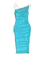 Turquoise Ruched Dress - Image 2