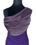 Y2K Jane Norman London One-Shoulder Ruched Dress with Metallic Drape - Image 2
